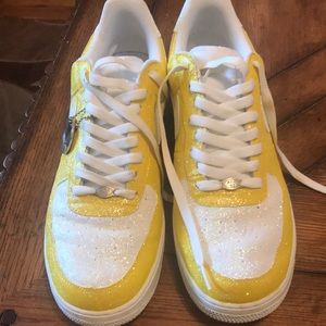 Yellow & White glitter Air Forces